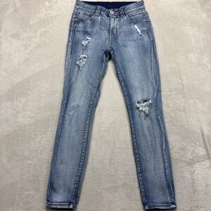 JAG Jeans Womens 4/27 Mid Rise Skinny Mid Rise Distressed Medium Wash Blue Denim